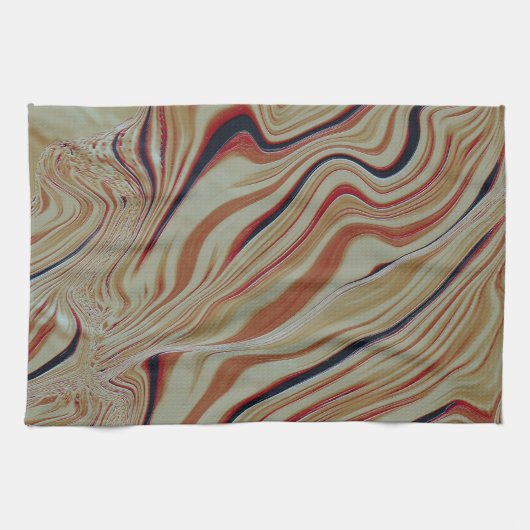 Wellen auf gemischtem Untergrund in grau-ockerbrau Geschirrtuch (Horizontal)