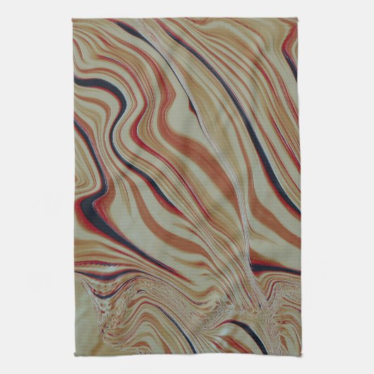 Wellen auf gemischtem Untergrund in grau-ockerbrau Geschirrtuch (Vertikal)