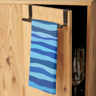 Wellen aus Blau Cyan Navy Kobalt Himmelblau Geschirrtuch