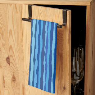 Wellen aus Blau Cyan Navy Kobalt Himmelblau Geschirrtuch
