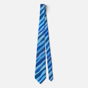 Wellen aus Blau Cyan Navy Kobalt Himmelblau Krawatte