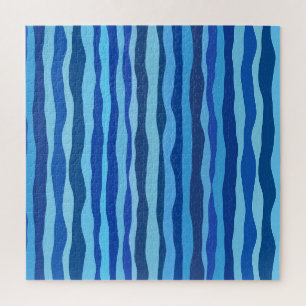 Wellen aus Blau Cyan Navy Kobalt Himmelblau Puzzle
