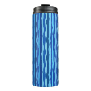 Wellen aus Blau Cyan Navy Kobalt Himmelblau  Thermosbecher