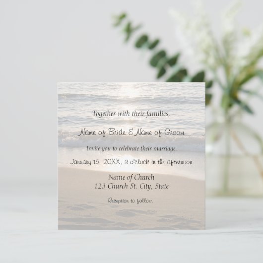 Wellen bei Sunset Wedding Invitation Cards Einladung (Stehend Vorderseite)