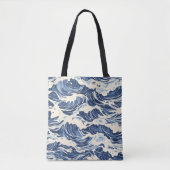 Wellen Blaues Muster Tasche (Vorderseite)