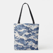 Wellen Blaues Muster Tasche (Rückseite)
