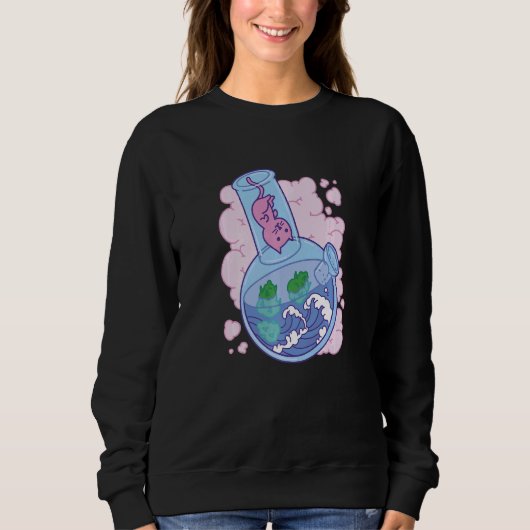 Wellen Bong Joint Katze Sweatshirt (Vorderseite)