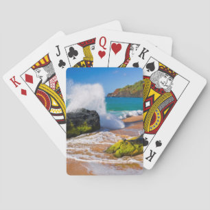 Wellen brechen am Strand, Hawaii Spielkarten