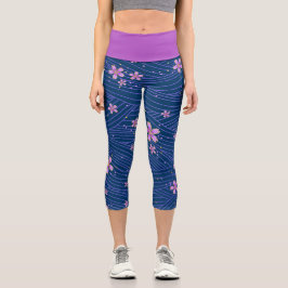 Wellen der Kirschblüten Capri Leggings