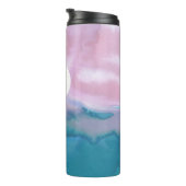 Wellen der Wasserfarbe Rosa Aquamarines Muster MON Thermosbecher (Nach rechts gedreht)