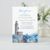 Wellen des Leuchtturms für Hochzeiten Einladung (Stehend Vorderseite)