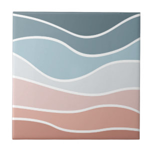 Wellen-Design im Retro-Stil in Blau und Pink Fliese
