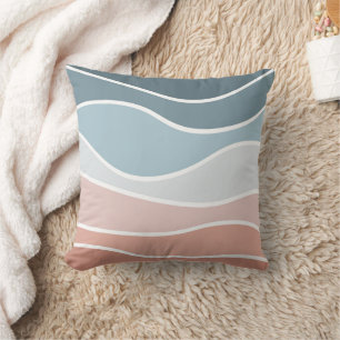 Wellen-Design im Retro-Stil in Blau und Pink Kissen