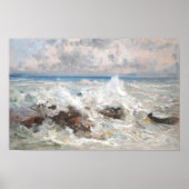 Wellen, die auf den Felsen in Bordighera abstürzen Poster (Vorne)