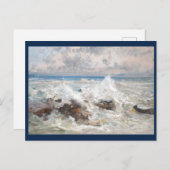 Wellen, die auf den Felsen in Bordighera abstürzen Postkarte (Vorne/Hinten)