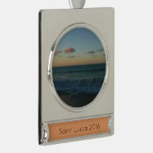 Wellen, die in der Sonnenuntergang-Landschaft abst Banner-Ornament Silber (Rechts)