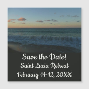 Wellen, die in der Sonnenuntergang-Landschaft abst Magnetkarte