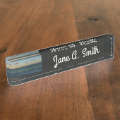 Wellen, die in der Sonnenuntergang-Landschaft abst Namensplakette (Seite)