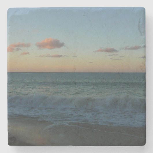 Wellen, die in der Sonnenuntergang-Landschaft abst Steinuntersetzer (Vorderseite)