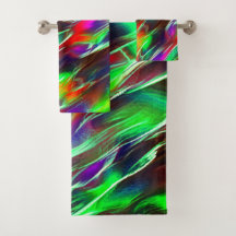 Wellen, grün, rot, lila und lila