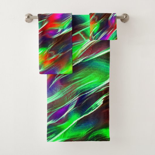 Wellen, grün, rot, lila und lila badhandtuch set (Insitu)