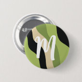 Wellen, grün, schwarz und beige Kurven bunt Button (Vorne & Hinten)