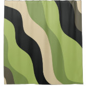 Wellen, grün, schwarz und beige Kurven bunt Duschvorhang (Vorderseite)