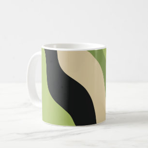 Wellen, grün, schwarz und beige Kurven bunt Kaffeetasse