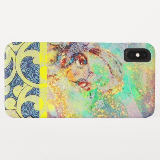 WELLEN / Hellgelbe blaue Wirbel in goldenen Glitze Case-Mate iPhone Hülle (Rückseite (Horizontal))