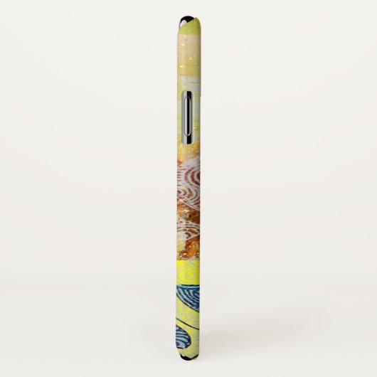 WELLEN / Hellgelbe blaue Wirbel in goldenen Glitze Case-Mate iPhone Hülle (Hinten/Rechts)