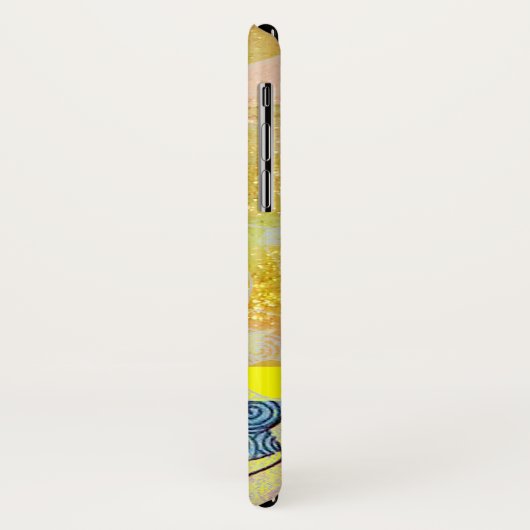 WELLEN / Hellgelbe blaue Wirbel in goldenen Glitze Case-Mate iPhone Hülle (Hinten/Links)