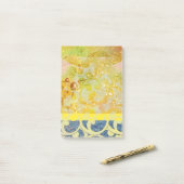 WELLEN / Hellgelbe blaue Wirbel in goldenen Glitze Post-it Klebezettel (Auf Schreibtisch)