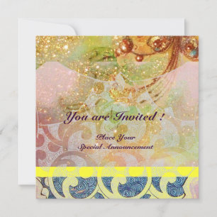 WELLEN, hellrote braune gelbe blaue rosa Funken Einladung