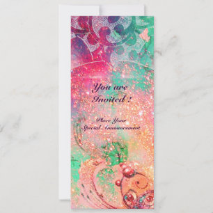 WELLEN , hellrote grüne  blaue rosa goldene Funken Einladung