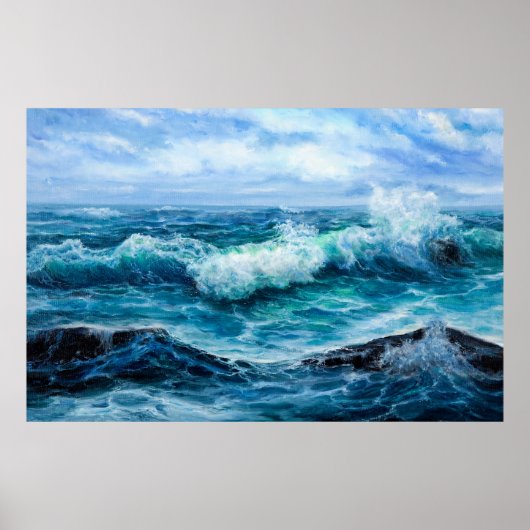 Wellen im Meer. Moderner Impressionismus, Modernis Poster (Vorne)