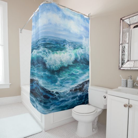 Wellen im Ozean. Moderner Impressionismus, Moderni Duschvorhang (Beispiel)