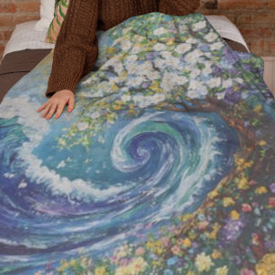 Wellen Impressionismus Malerei Fleecedecke