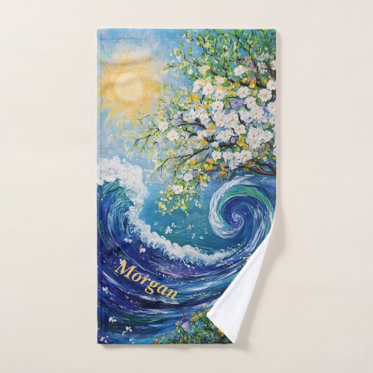 Wellen | Impressionismus Sport Handtuch (Handtuch)