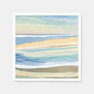 Wellen in Blau Wasserfarben Strand am Ozean Serviette