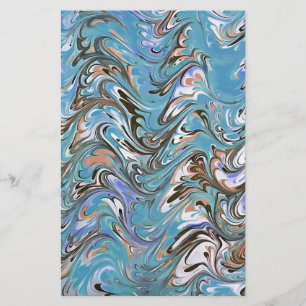 Wellen in blauer akryllischer Pour Abstrakt Art Briefpapier