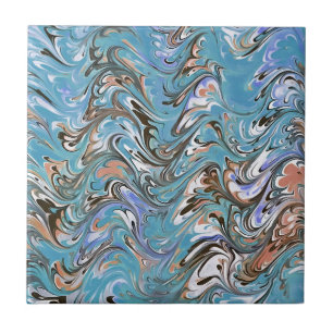 Wellen in blauer akryllischer Pour Abstrakt Art Fliese