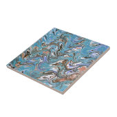 Wellen in blauer akryllischer Pour Abstrakt Art Fliese (Seite)