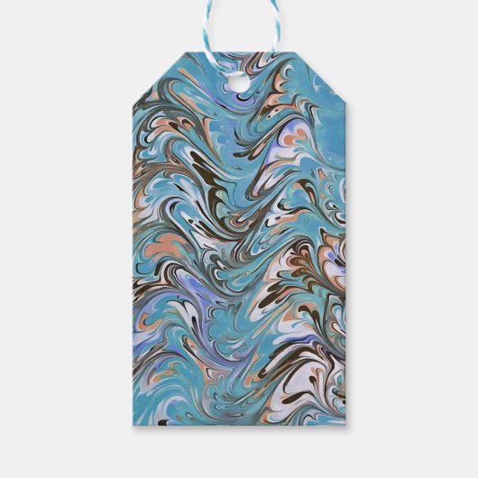 Wellen in blauer akryllischer Pour Abstrakt Art Geschenkanhänger (Vorderseite)