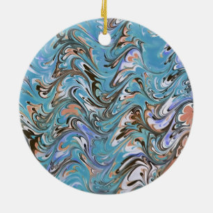 Wellen in blauer akryllischer Pour Abstrakt Art Keramik Ornament