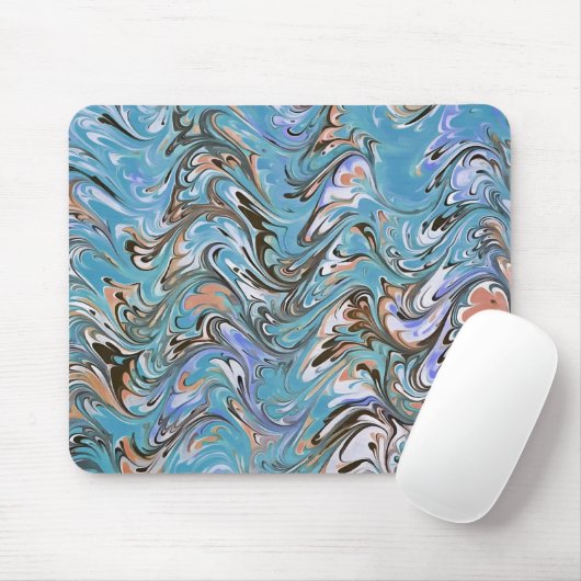 Wellen in blauer akryllischer Pour Abstrakt Art Mousepad (Mit Mouse)