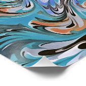 Wellen in blauer akryllischer Pour Abstrakt Art Poster (Ecke)