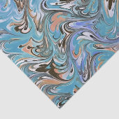 Wellen in blauer akryllischer Pour Abstrakt Art Seidenpapier (Ausschnitt)