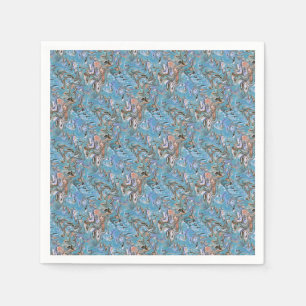 Wellen in blauer akryllischer Pour Abstrakt Art Serviette