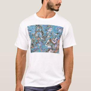 Wellen in blauer akryllischer Pour Abstrakt Art T-Shirt