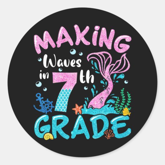 Wellen in der 7. runder aufkleber (Vorderseite)